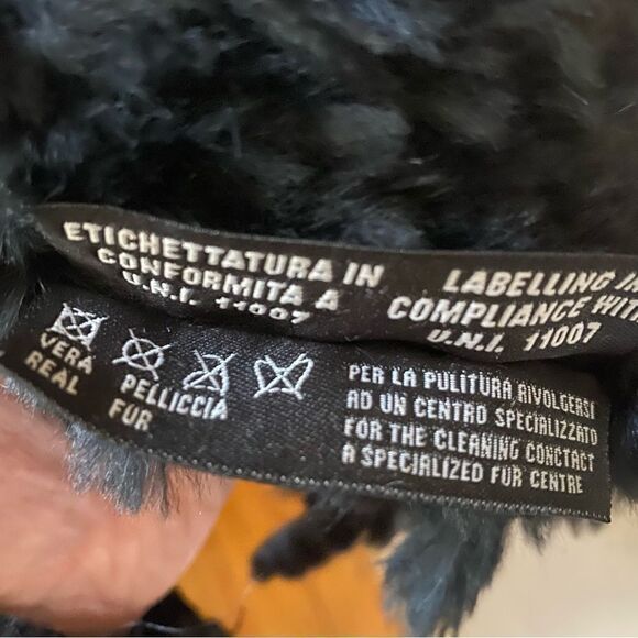 Fur poncho black knitted rabbit cowl neck cape large Xl plus one size - Picture 9 of 15